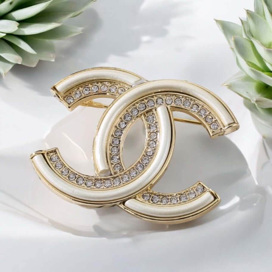 Chanel Gold CC Brooch crystals Pre-Owned - My Mama Found What