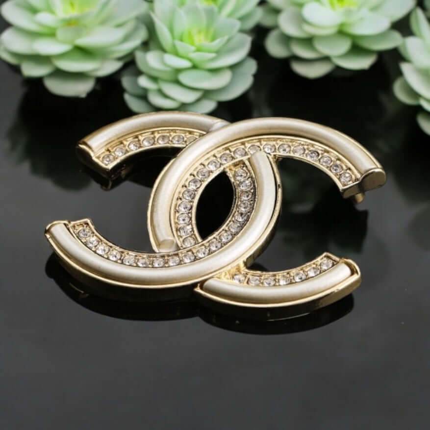 Chanel Gold CC Brooch crystals Pre-Owned - My Mama Found What