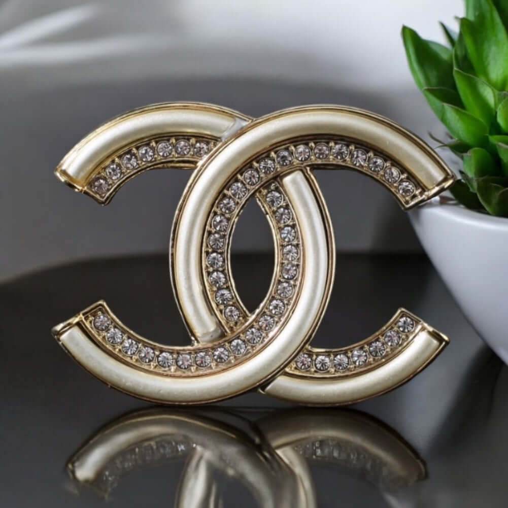 Chanel Gold CC Brooch crystals Pre-Owned - My Mama Found What