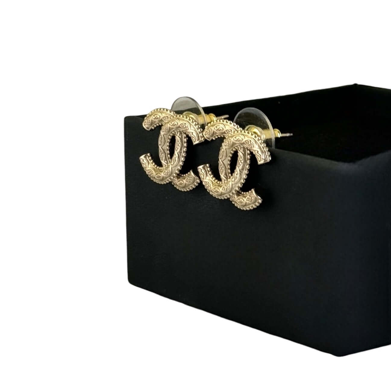 Pre-Owned Authentic Chanel Gold CC Intricate Post Earrings - My Mama Found What
