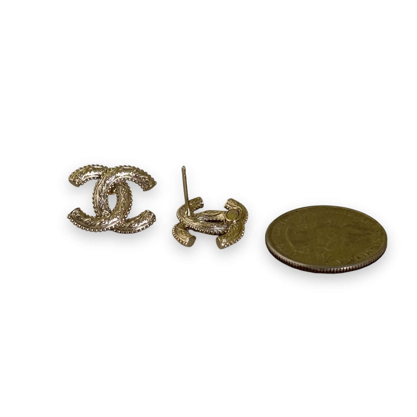 Pre-Owned Authentic Chanel Gold CC Intricate Post Earrings - My Mama Found What
