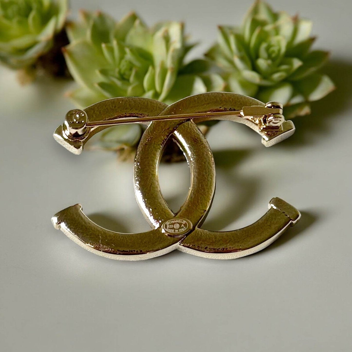Authentic Chanel Gold CC Textured Pre-Owned Brooch - My Mama Found What