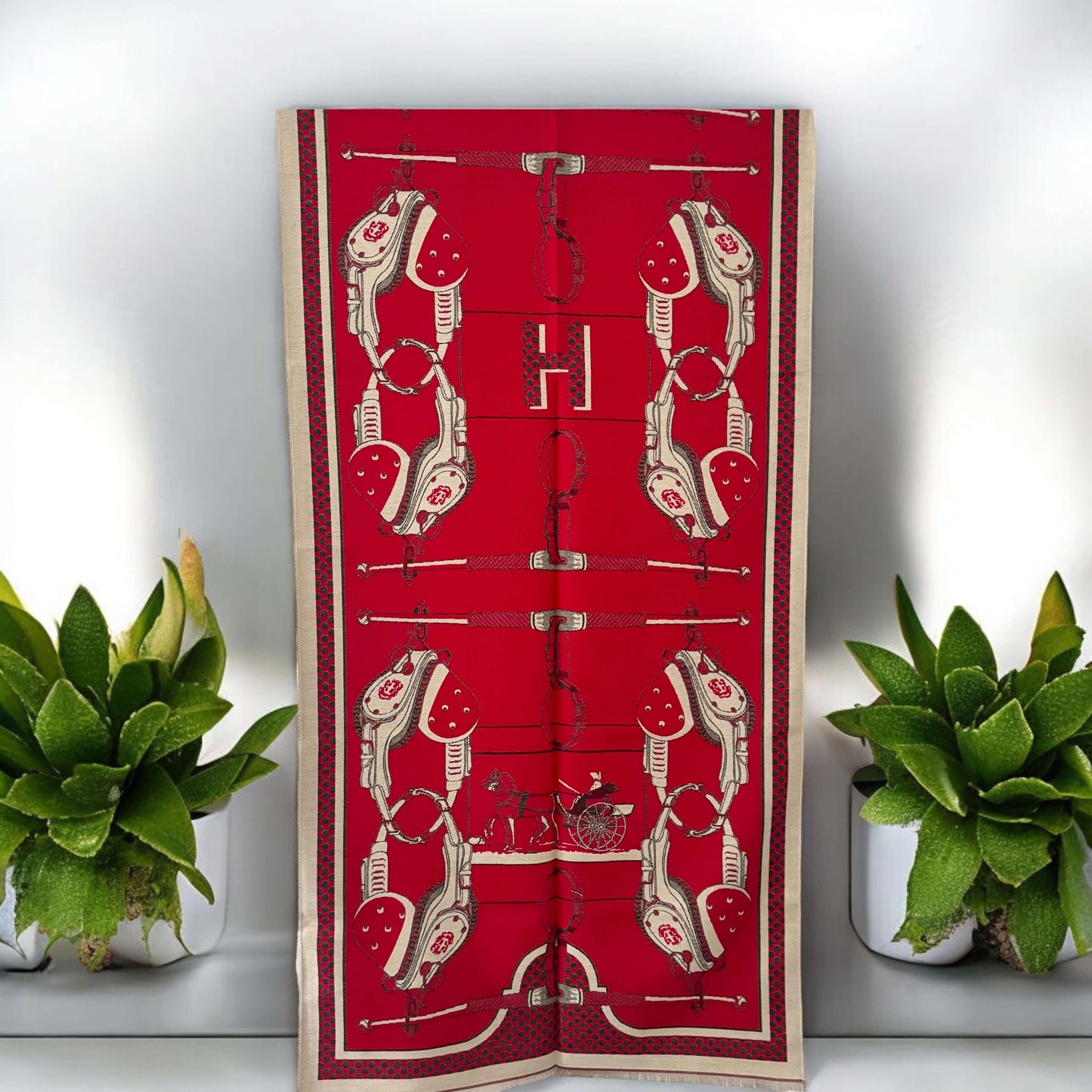 New Equestrian Print Cashmere/Viscose Blend Large Shawl/Scarf - My Mama Found What