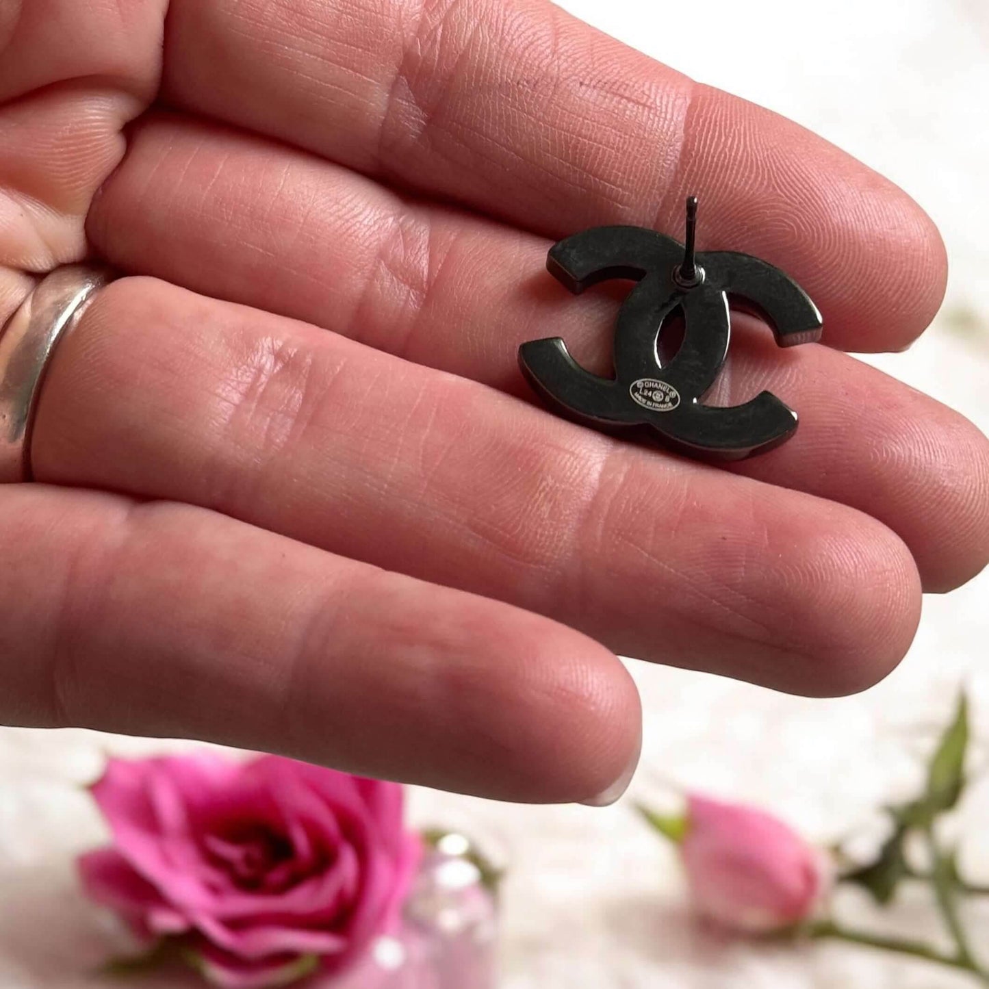 Chanel Black CC Mirrored Earrings Pre-Owned - My Mama Found What