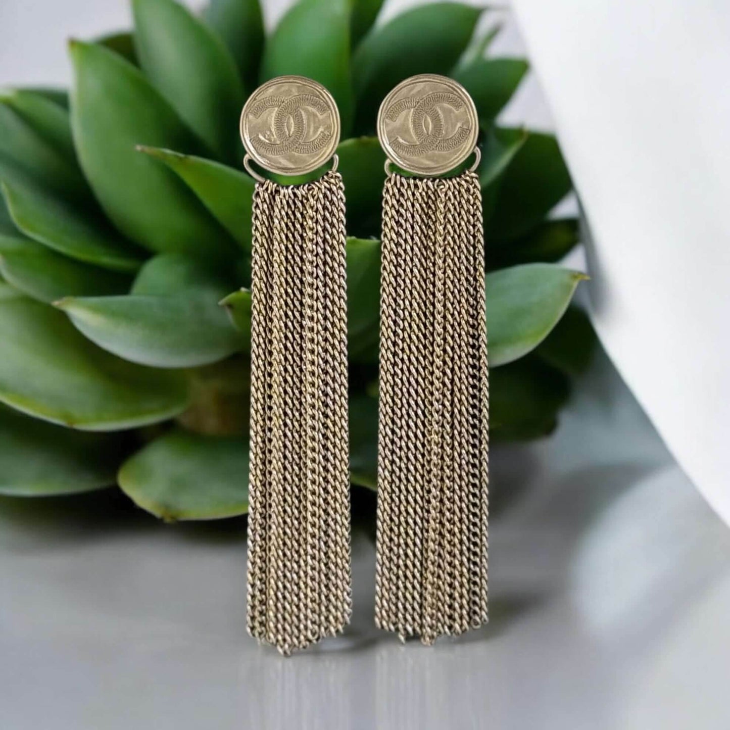 Chanel Gold CC Dangle Earrings Pre-Owned C22 - My Mama Found What