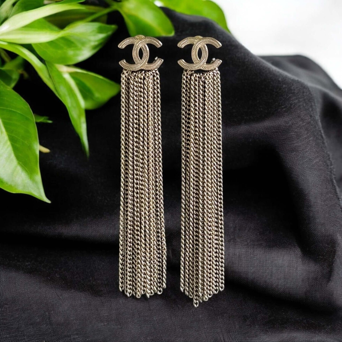Pre-Owned Authentic Chanel Gold CC With Long Dangling Chain Earrings - My Mama Found What