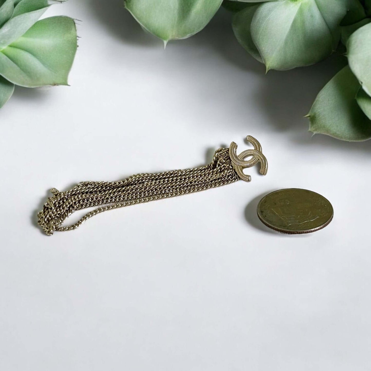 Pre-Owned Authentic Chanel Gold CC With Long Dangling Chain Earrings - My Mama Found What
