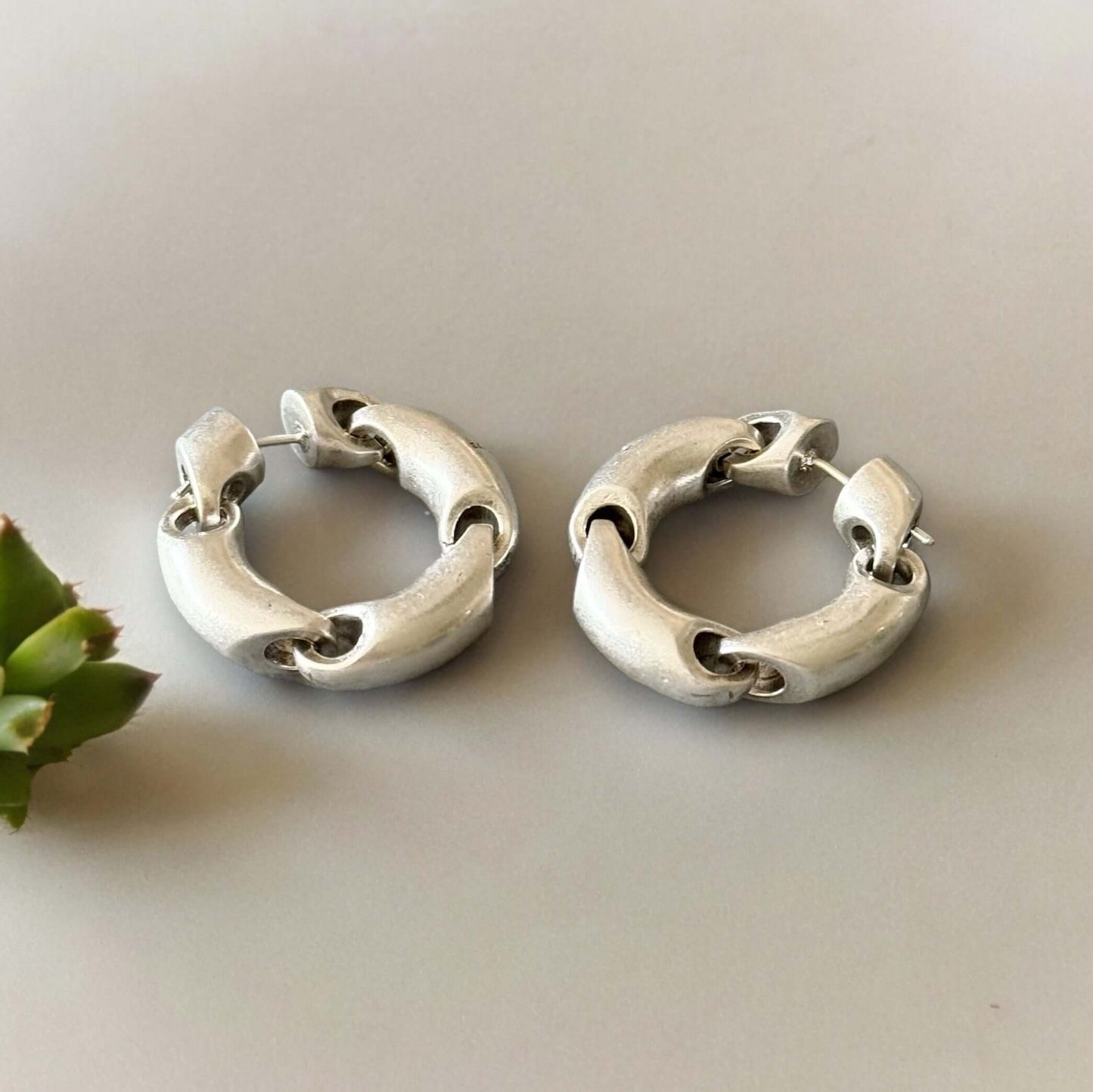  Balenciaga Silver Hinged Hoops - My Mama Found What
