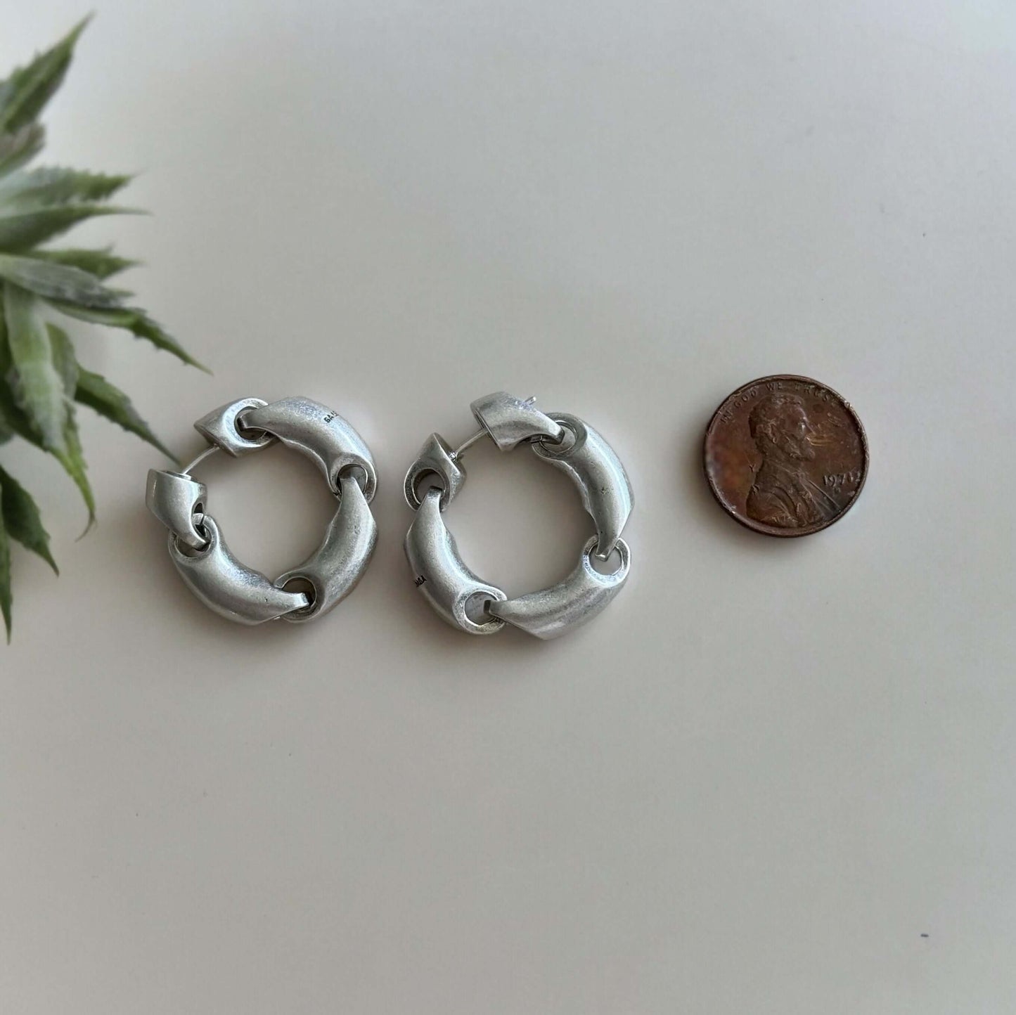  Balenciaga Silver Hinged Hoops - My Mama Found What