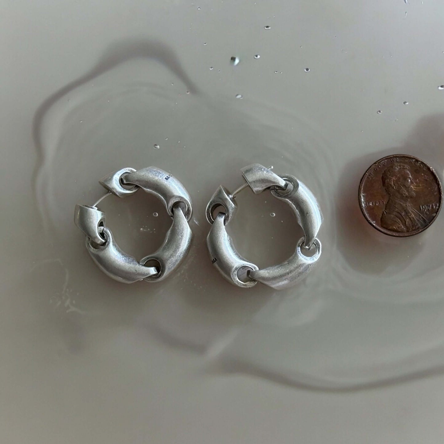  Balenciaga Silver Hinged Hoops - My Mama Found What