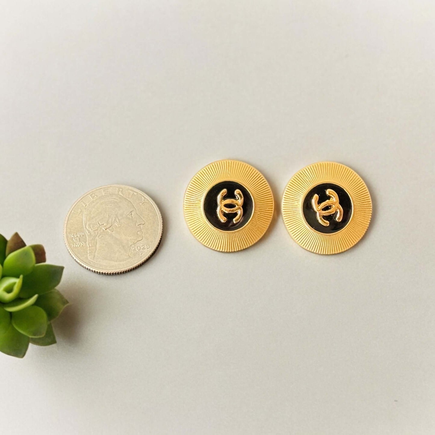 Chanel Bright Gold w/ Black Center & Gold CC Clip On Earrings - My Mama Found What