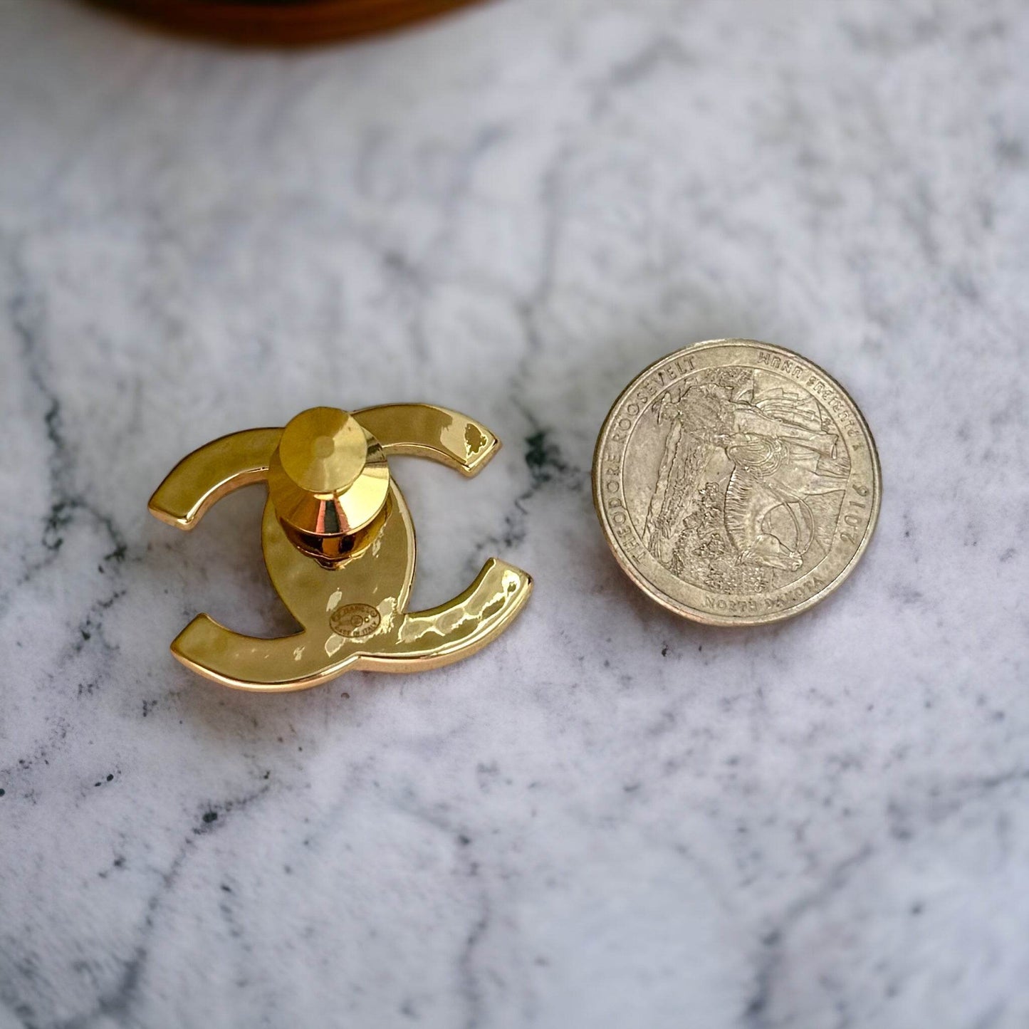 Authentic Chanel Strass CC Lock Style Brooch Pin 22 Pre-Owned - My Mama Found What