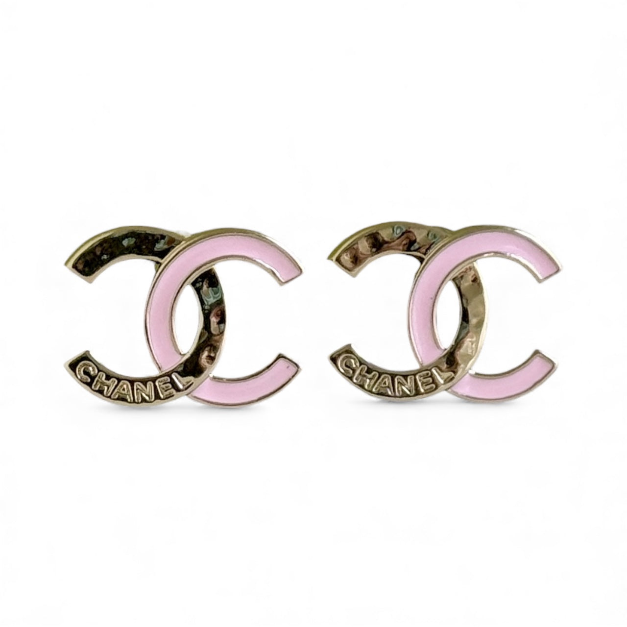 CHANEL Gold & Pink CC Chanel Mark Pre-Owned Earrings My Mama Found What