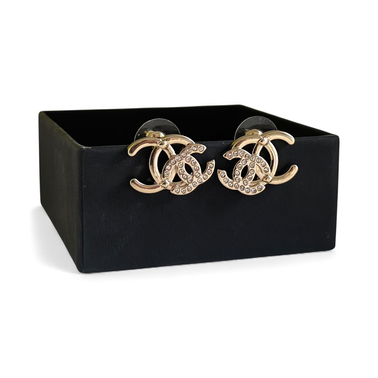 CHANEL Star Gold Crystal Chain Dangle Authentic Pre-Owned Earrings My Mama Found What