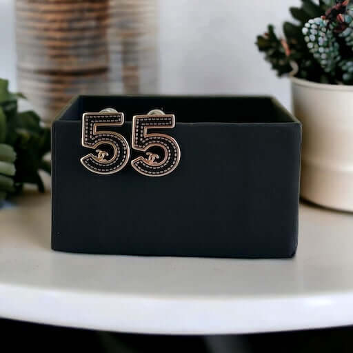 Chanel Gold Number 5 With Black & Gold C’s Accents Post EarringsGet ready to shine with these Chanel Gold Number 5 With Black & Gold C’s Accents Post Earrings!23,Black,Black Leather,Casual,Chanel,Chanel Double C,Chanel Earrings,Chanel Mark,Chanel Number 5 My Mama Found What