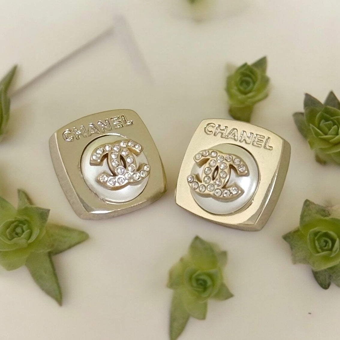 Pre-Owned Chanel Gold Pearl(ish)Enamel w/ CC Clear Crystals - My Mama Found What My Mama Found What