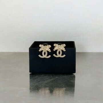 Chanel strass CC with Crystals & Bows Earrings Pre-Owned