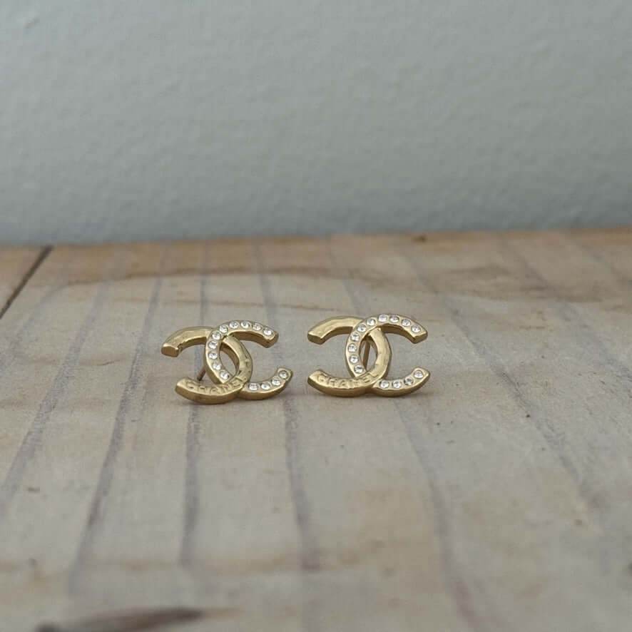Chanel Gold CC Chanel Mark & Crystals Earrings Pre-Owned - My Mama Found What 