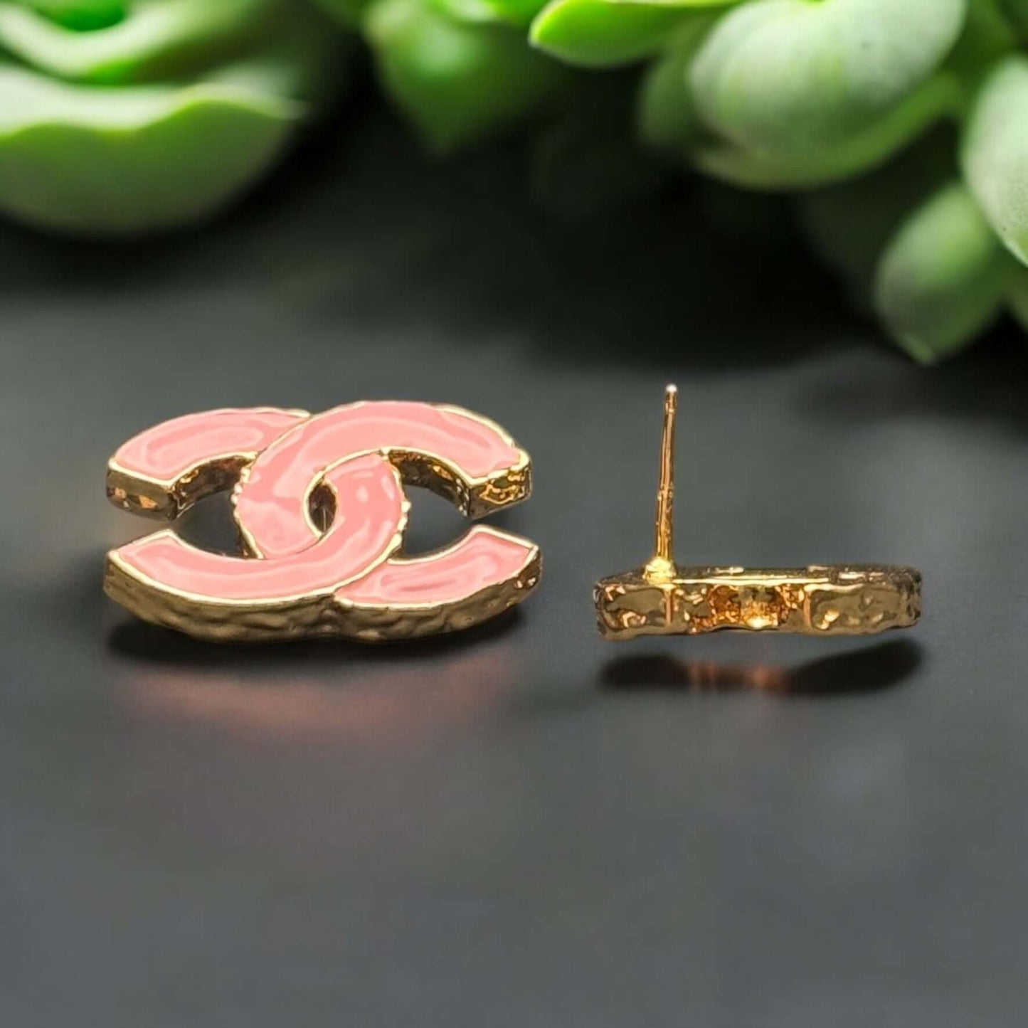 Chanel Gold CC Pink  Earrings Pre-Owned