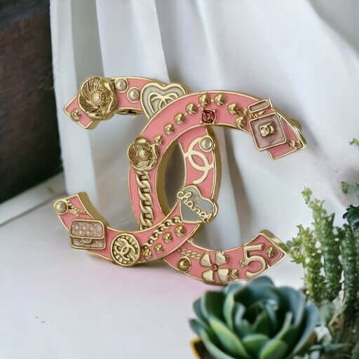 Chanel Iconic CC Pink Enamel Brooch Pin