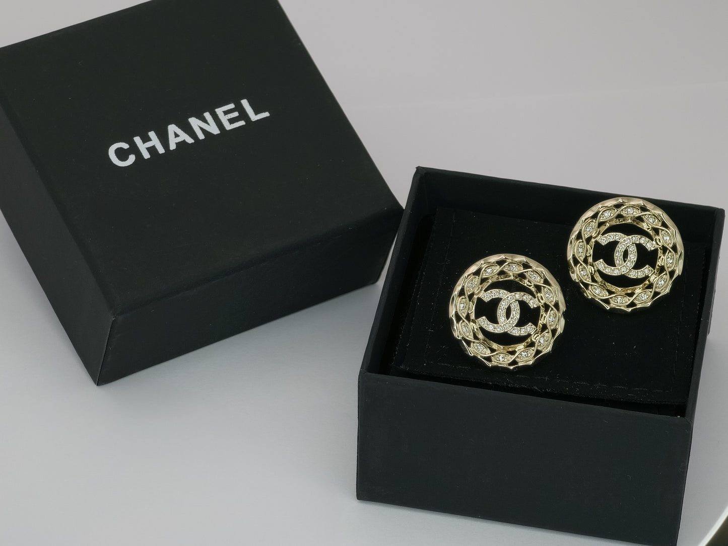 Authentic Chanel Gold CC Braided Style w/ Crystals Earrings Pre-Owned - My Mama Found What  