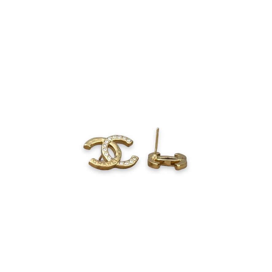 Chanel Gold CC Chanel Mark & Crystals Earrings Pre-Owned - My Mama Found What 