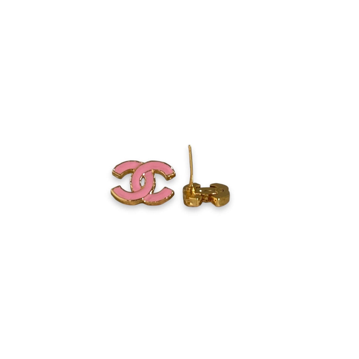 Chanel Gold CC Pink Earrings Pre-Owned