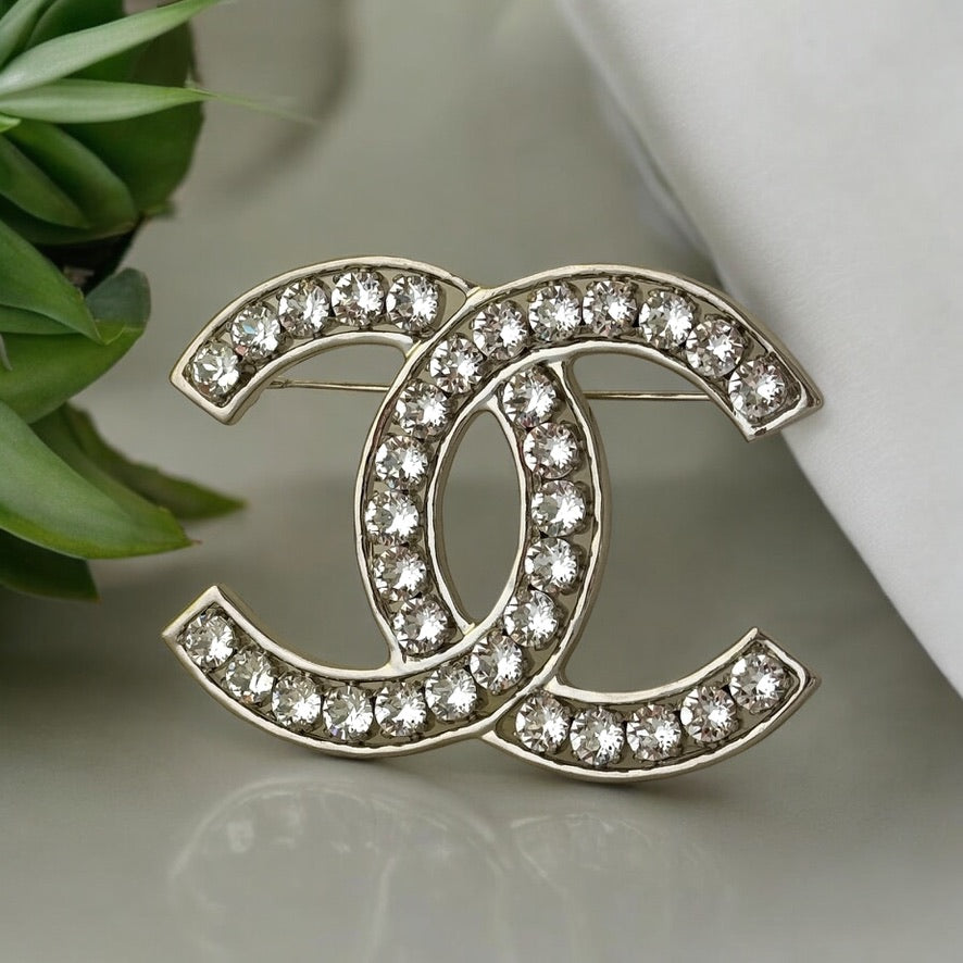 Chanel CC Silver Bigger Brooch Pre-Owned