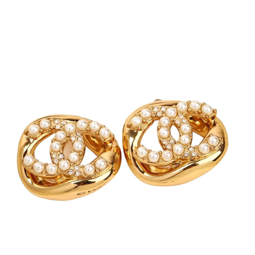 Pre-Owned Chanel CC Bright Gold Chunky w/ Pearls & Crystal Accents - My Mama Found What  