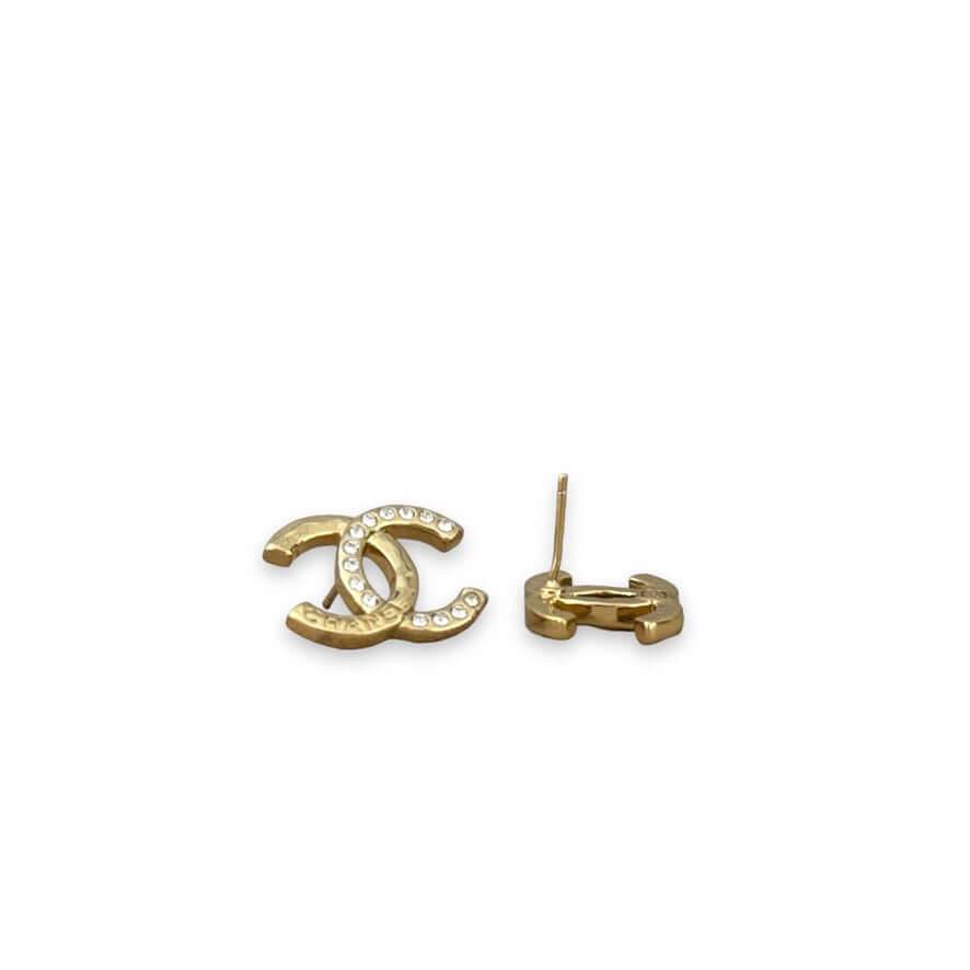 Chanel Gold CC Chanel Mark & Crystals Earrings Pre-Owned - My Mama Found What 