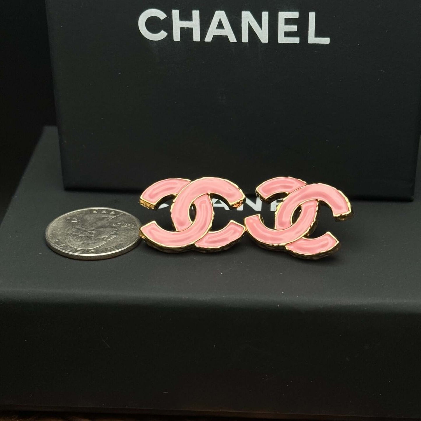 Chanel Gold CC Pink  Earrings Pre-Owned