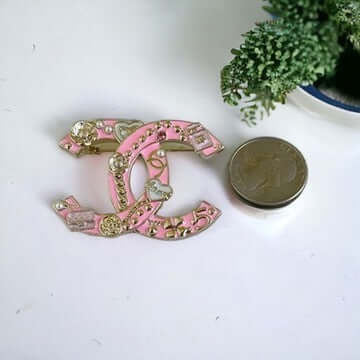 Chanel Iconic CC Pink Enamel Brooch Pin