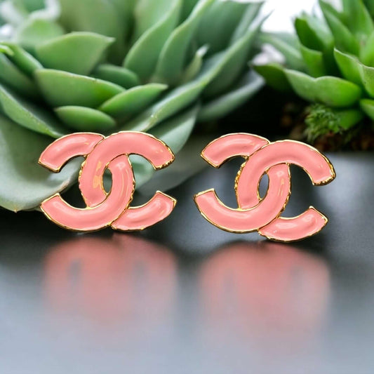 Chanel Gold CC Pink  Earrings Pre-Owned