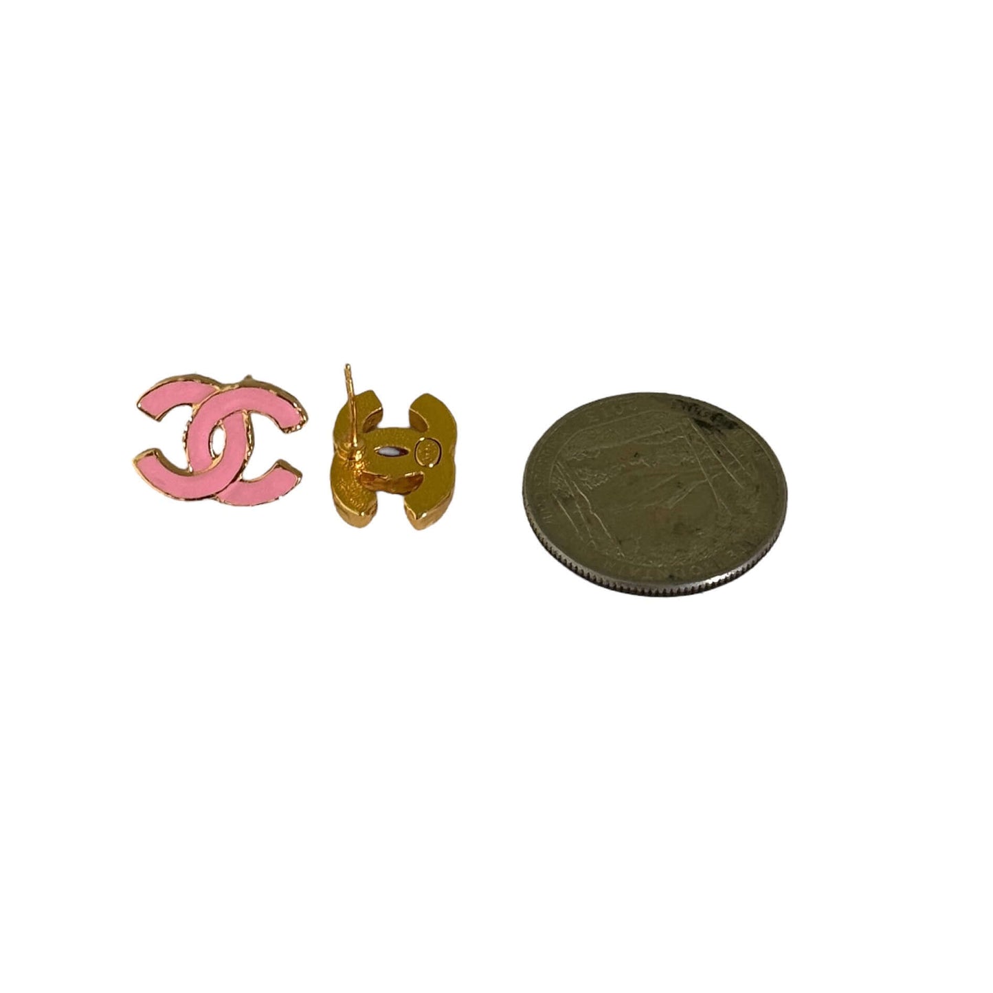 Chanel Gold CC Pink Earrings Pre-Owned