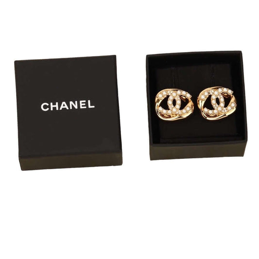 Pre-Owned Chanel CC Bright Gold Chunky w/ Pearls & Crystal Accents