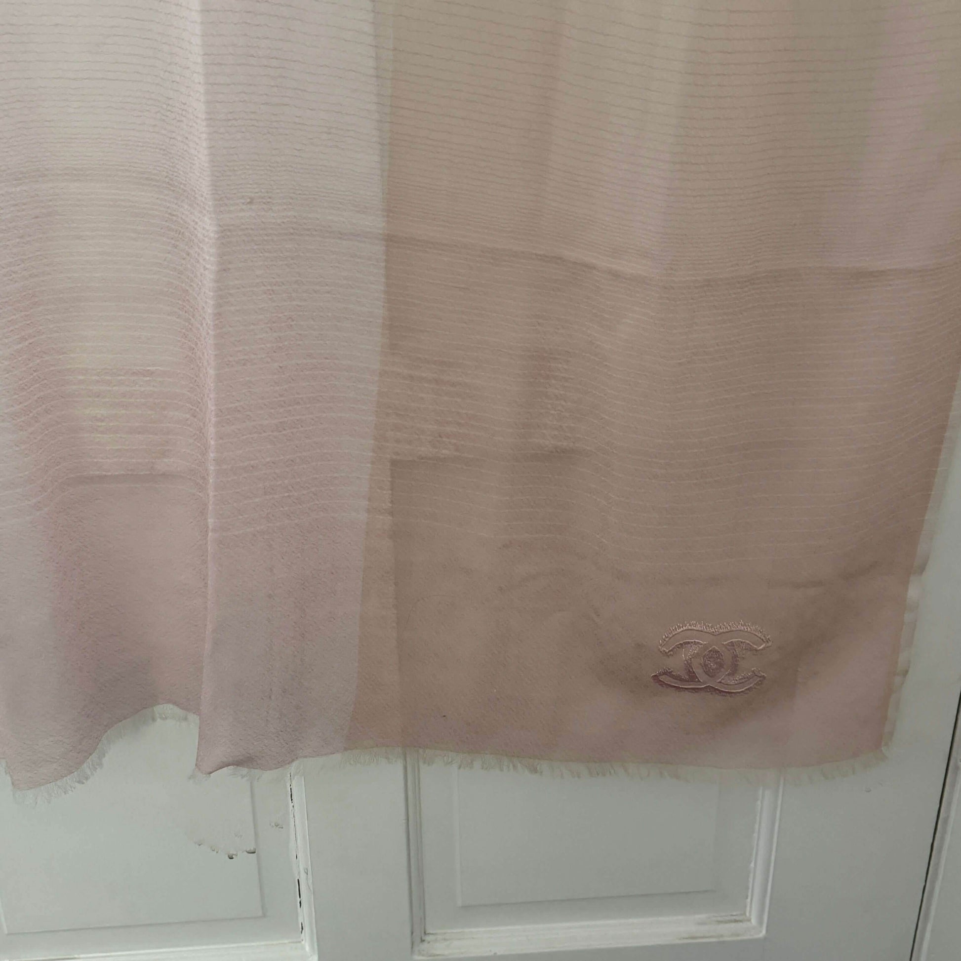 Authentic Chanel CC Cashmere Pink Scarf Pre-Owned - My Mama Found What 