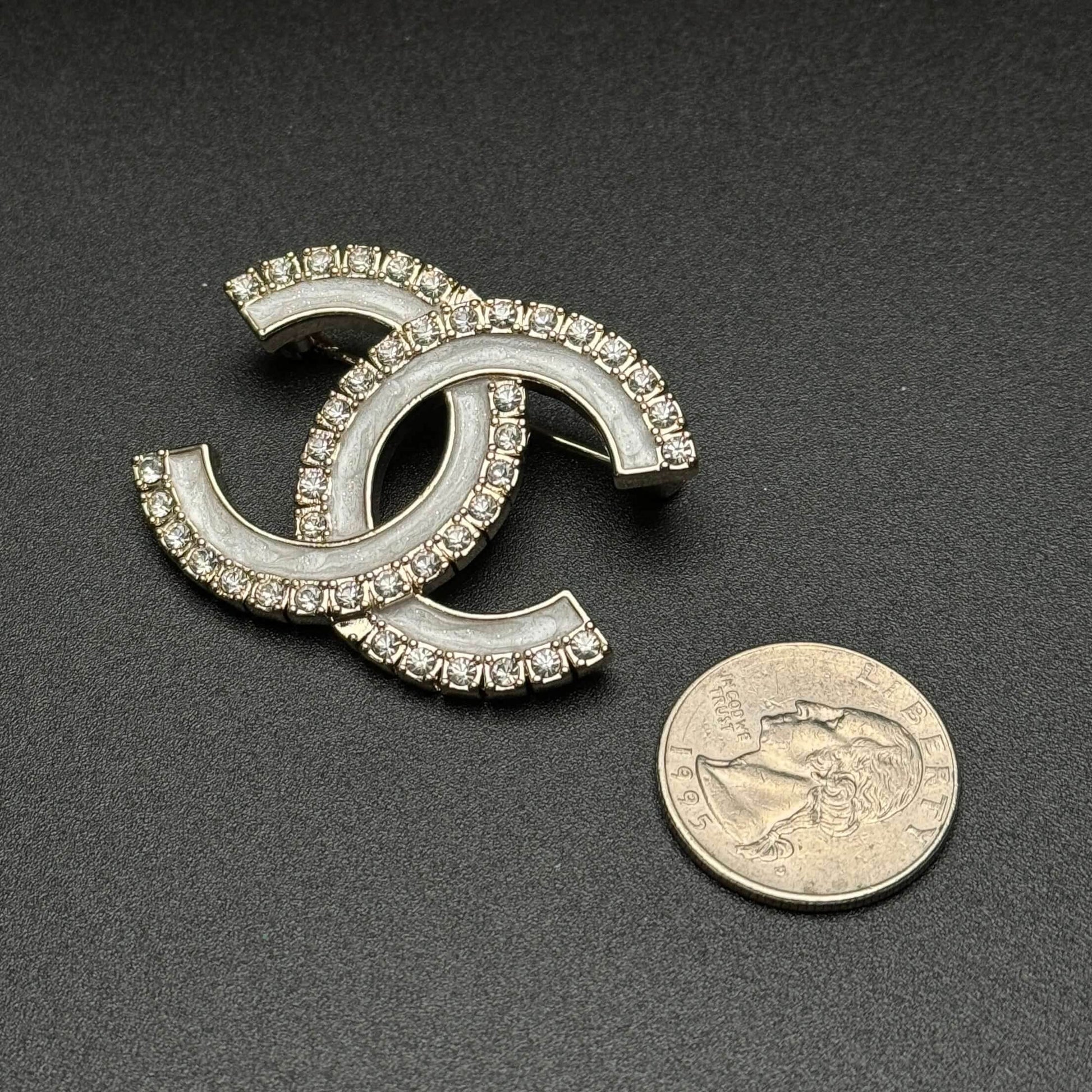Authentic Chanel CC Crystals & Enamel Brooch Pre-Owned - My Mama Found What 