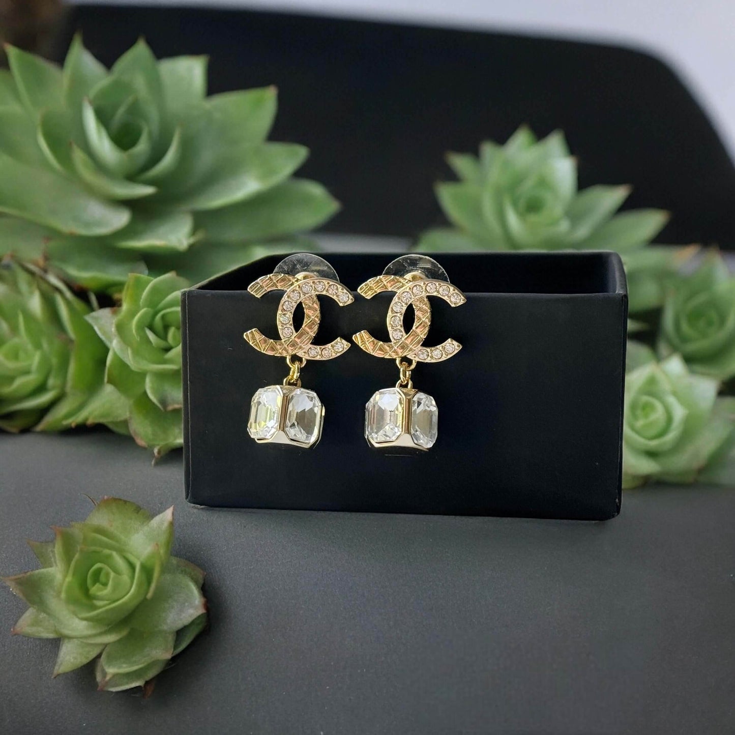 Authentic Chanel CC Dangle Crystal Post Earrings Pre-Owned - My Mama Found What  My Mama Found What 