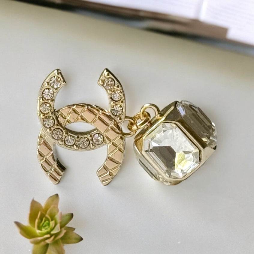 Authentic Chanel CC Dangle Crystal Post Earrings Pre-Owned - My Mama Found What 
