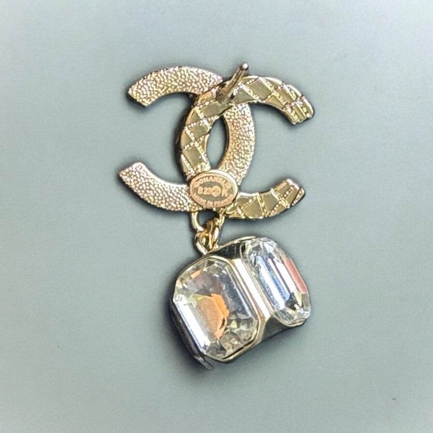 Authentic Chanel CC Dangle Crystal Post Earrings Pre-Owned - My Mama Found What 