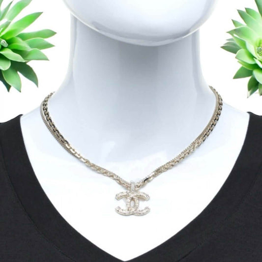 Authentic Chanel CC Double Chain Pendant Necklace Pre-Owned - My Mama Found What  My Mama Found What 