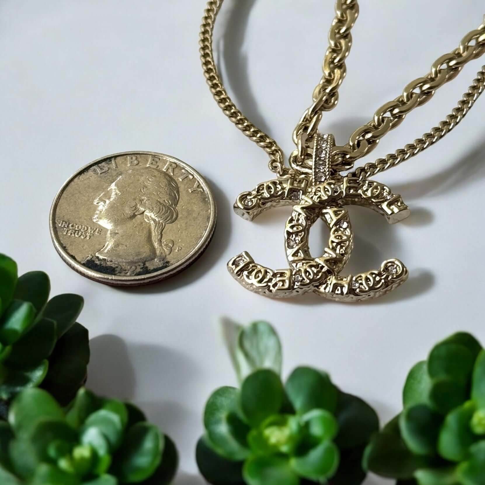 Authentic Chanel CC Double Chain Pendant Necklace Pre-Owned - My Mama Found What 
