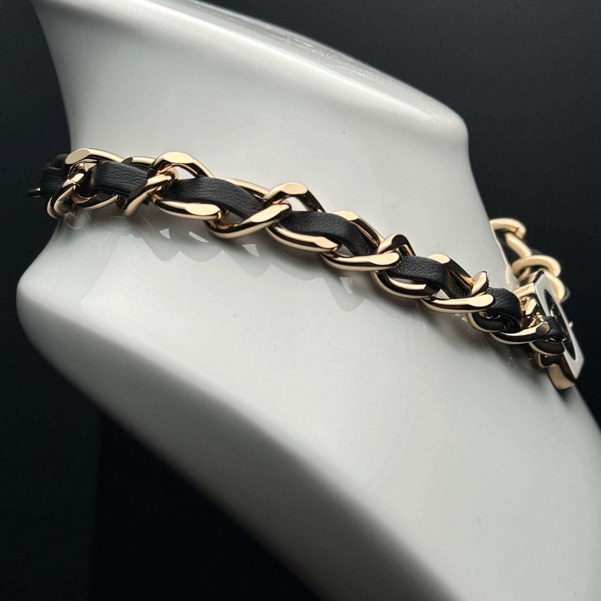 Authentic Chanel CC Gold Chain w/ Leather Choker Pre-Owned - My Mama Found What 