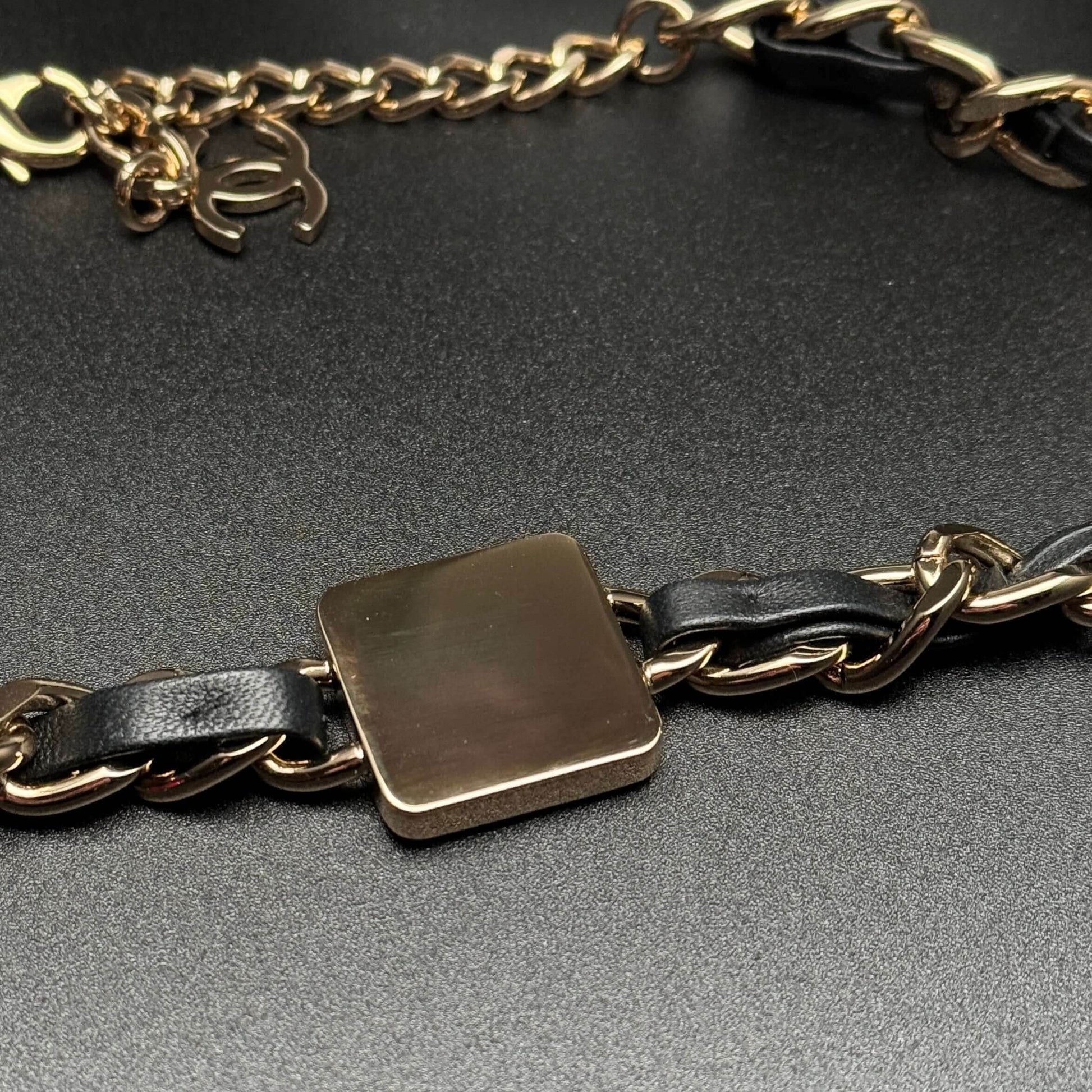 Authentic Chanel CC Gold Chain w/ Leather Choker Pre-Owned - My Mama Found What 