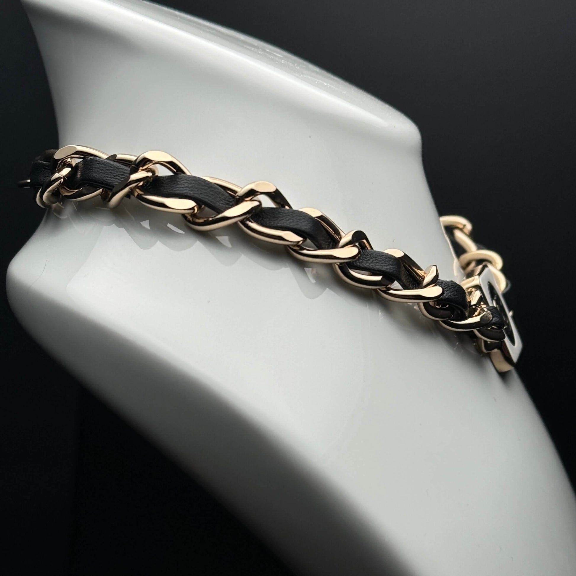 Authentic Chanel CC Gold Chain w/ Leather Choker Pre-Owned - My Mama Found What 