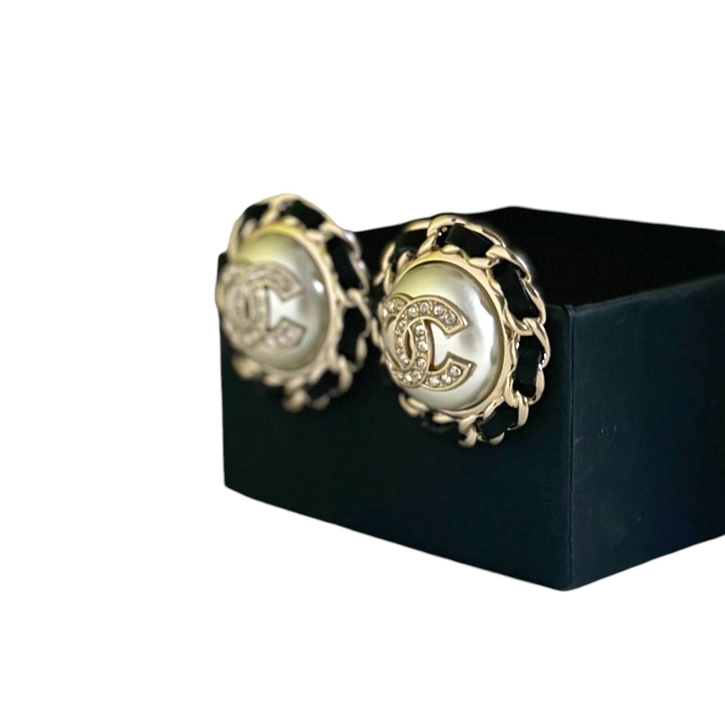 Authentic Chanel CC Gold Enamel Pre-Owned Earrings - My Mama Found What 