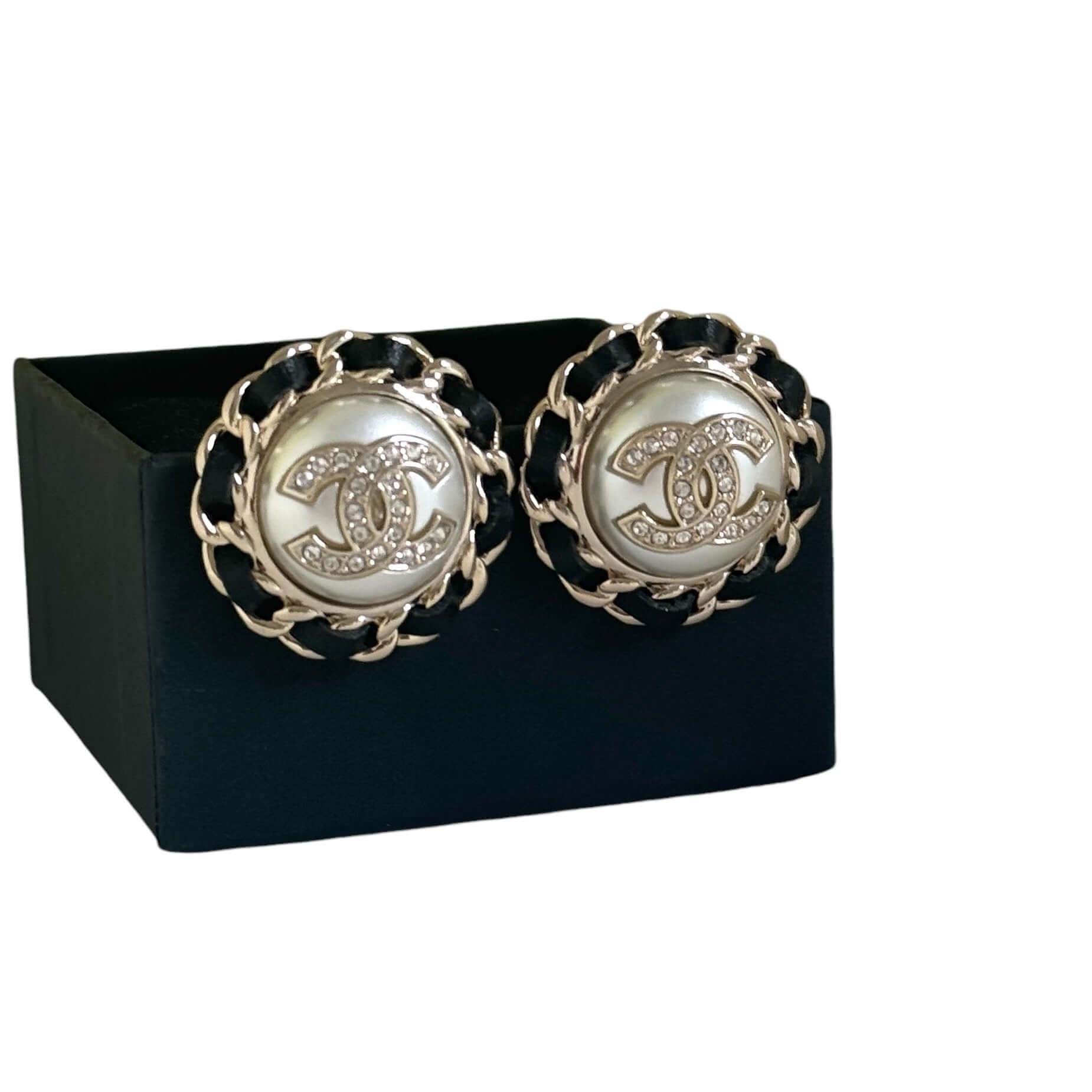 Authentic Chanel CC Gold Enamel Pre-Owned Earrings - My Mama Found What 
