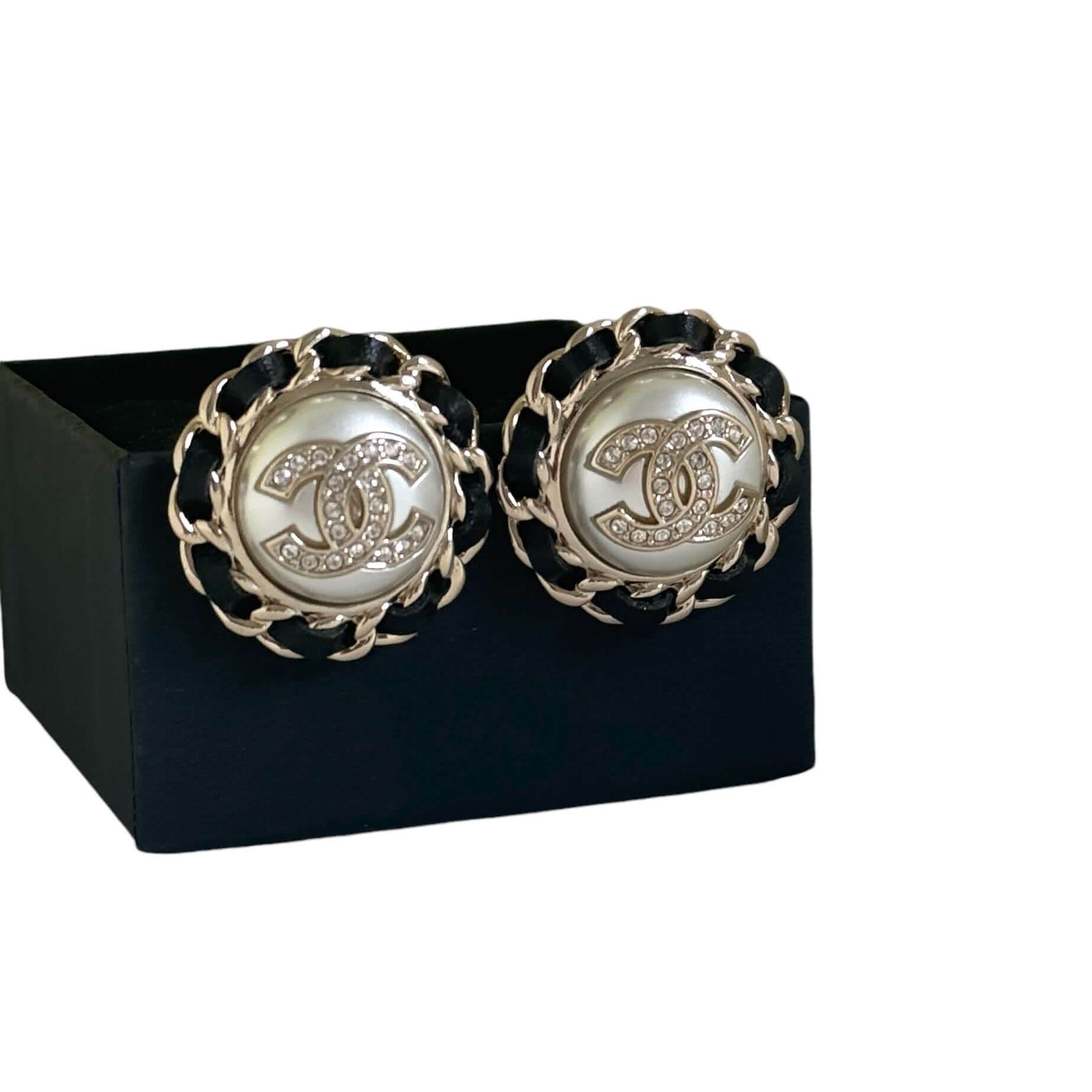 Authentic Chanel CC Gold Enamel Pre-Owned Earrings - My Mama Found What 