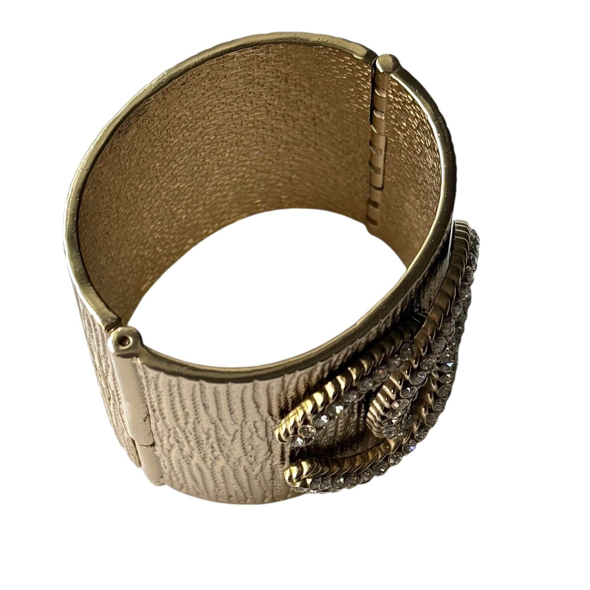 Authentic Chanel CC Lighter Gold Plated w/ crystals Cuff Pre-Owned - My Mama Found What 