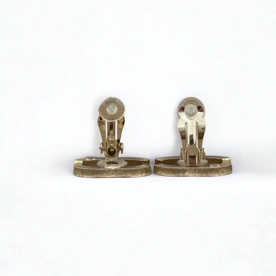 Authentic Chanel CC Lighter Gold w/ Crystals Clip On Earrings Pre-Owned - My Mama Found What 